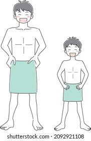 Illustration material of parent and child after bath