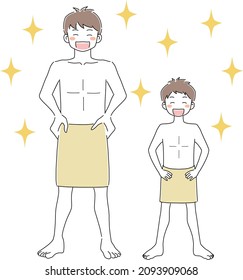 Illustration material of parent and child after bath