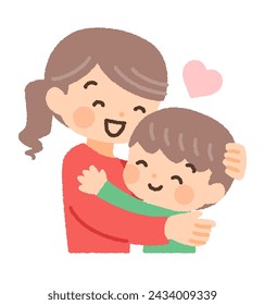 illustration material of parent and child to hug