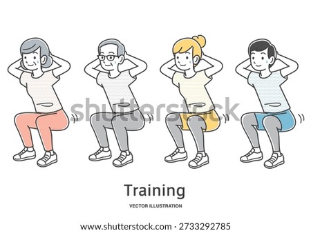 Illustration material of people doing squats