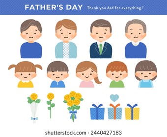 illustration material of people and gifts for father's day