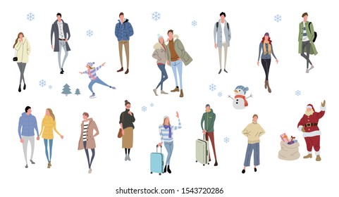 Illustration material: people, winter fashion