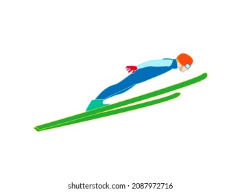 It is an illustration material of the performance of a ski jumper.