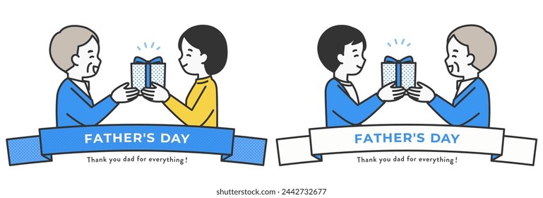 illustration material of a person giving a present on father's day