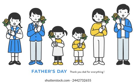 illustration material of a person holding a yellow rose for father's day