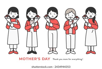 illustration material of a person who gave a carnation on mother's day