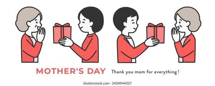illustration material of the person who gives a present on mother's day