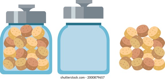 
Illustration material of pet food and glass container