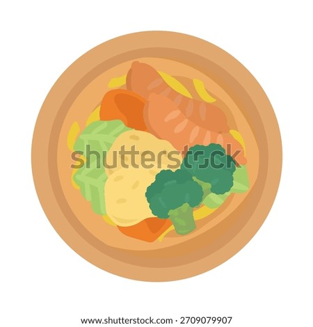 Illustration material of pot-au-feu with lots of ingredients
