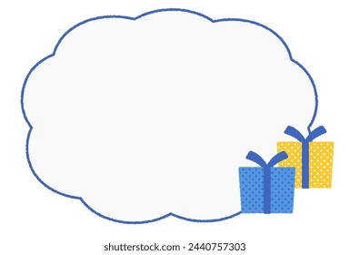 illustration material of presents and cloud-shaped frame