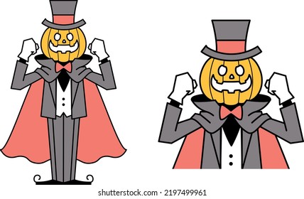 Illustration material of pumpkin baron doing Guts pose