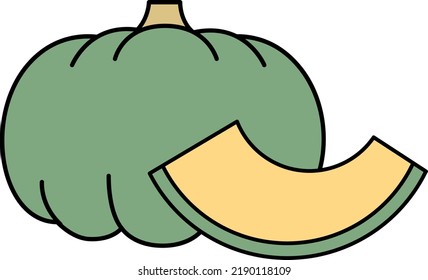 
Illustration material of pumpkin and cut pumpkin.
