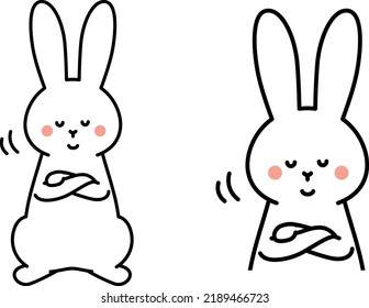 Illustration material of rabbit nodding with arms folded