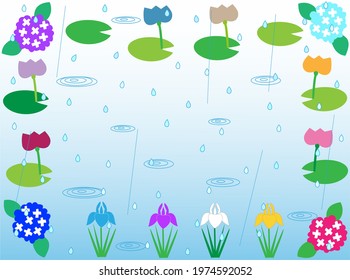 Illustration material for a rainy season title frame.