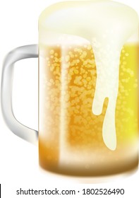 Illustration material of realistic beer and bubbles