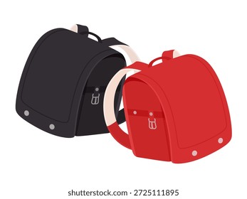 Material de la ilustración de un bolso de escuela rojo y negro
