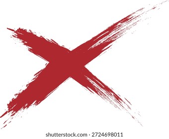 Material de ilustración de una cruz roja dibujada con un pincel