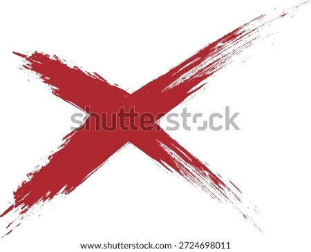 Illustration material of a red cross drawn with a brush