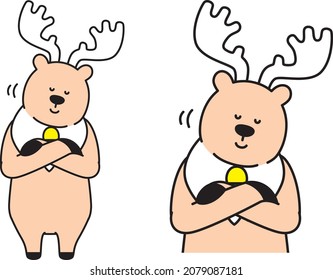 Illustration material of Reindeer nodding with arms folded