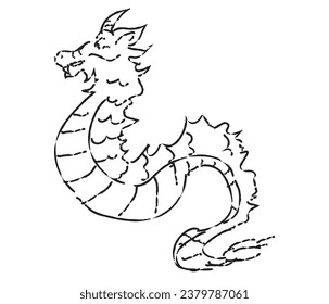 Illustration material of rough black dragon line