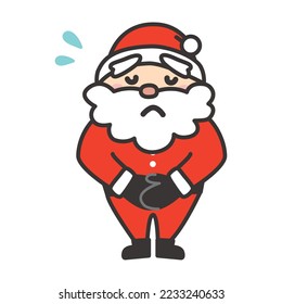 Illustration material of Santa Claus bowing and apologizing with a troubled face