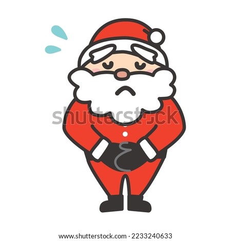 Illustration material of Santa Claus bowing and apologizing with a troubled face
