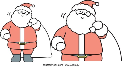 Illustration material of Santa Claus nodding with his hands on his hips