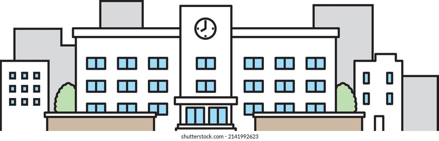 Illustration Material Scenery School Building Stock Vector (royalty 