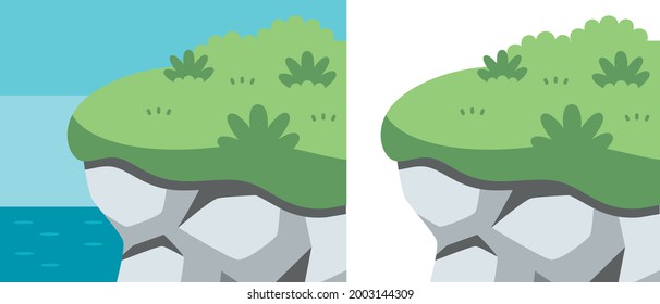 Illustration material of the sea and the cliff