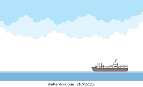 Material de ilustración del mar y un buque contenedor.