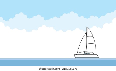 Illustration material of the sea and a yacht.