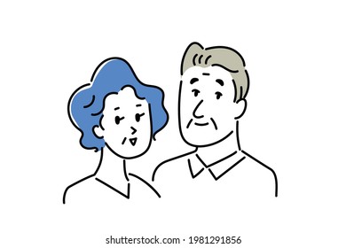 Illustration material of senior man and woman 