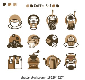Illustration material set about cafe