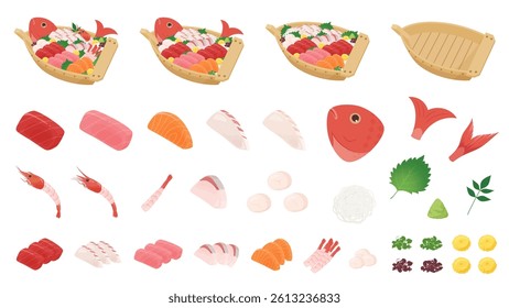 Illustration material set of boats
