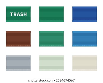 Illustration material set of containers carrying luggage