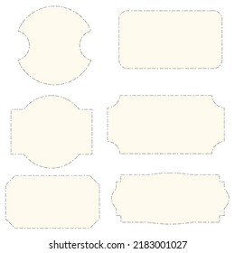 Illustration material with a set of dashed classically shaped labels.