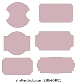 Illustration material with a set of dashed and colored classically shaped labels.