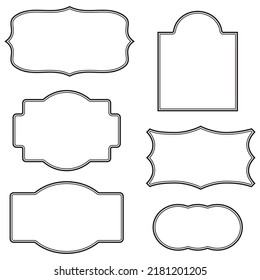 Illustration material with a set of double-line classically shaped labels.