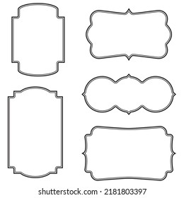 Illustration material with a set of double-line classically shaped labels.