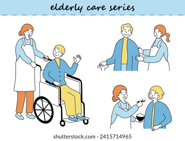 Illustration material set for elderly care