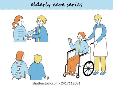 Illustration material set for elderly care