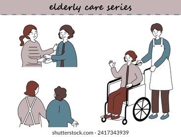 Illustration material set for elderly care