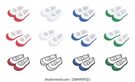 Illustration material set of elementary school shoes