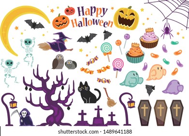 Illustration material set for Halloween.