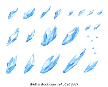 Illustration material set of ice blocks and grains