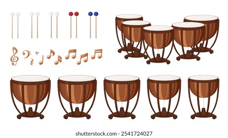 Illustration material set of musical instruments timpani