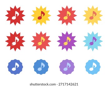 Illustration material set of musical note icons that evoke noise