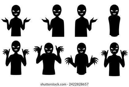 Illustration material set of people with the image of a villain