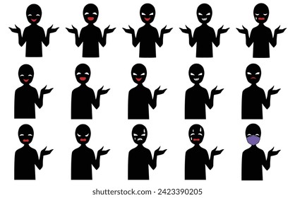 Illustration material set of people with the image of a villain