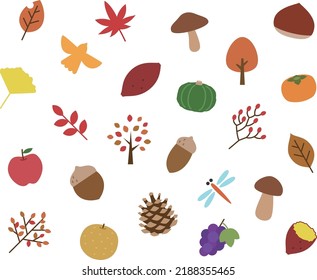 Illustration material set related to autumn.